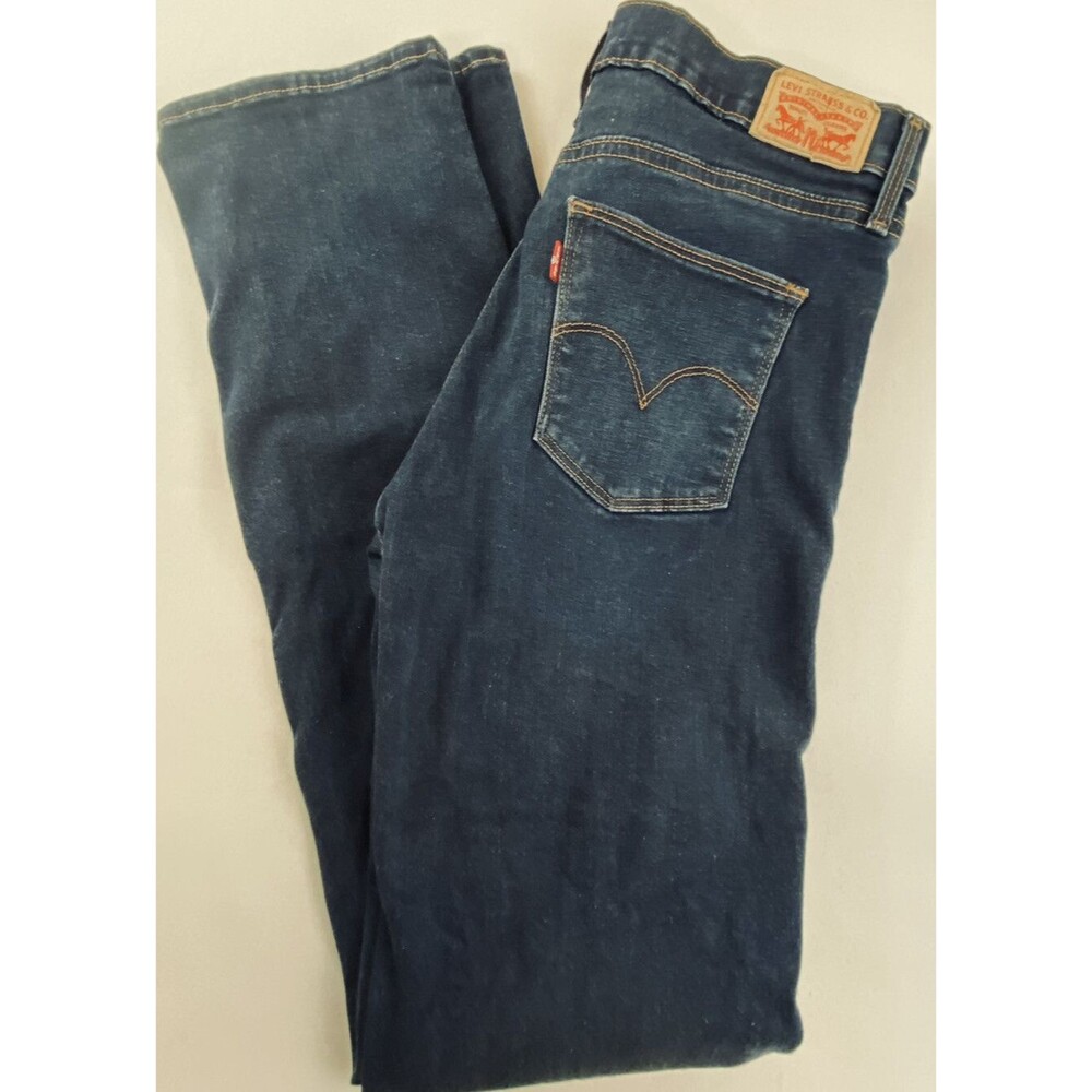 Levis Womens Dark Wash Slimming Straight 5 Pocket Denim Blue Jeans Size 29